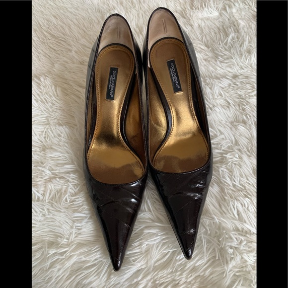 Dolce & Gabbana Black Eel Skin Heels